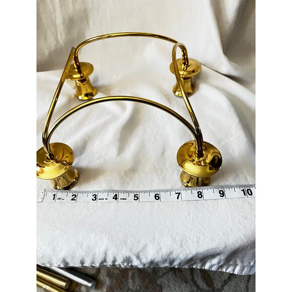 Vintage minimalist  brass 4 candle quartet candle holder dining table home decor - Picture 8 of 11
